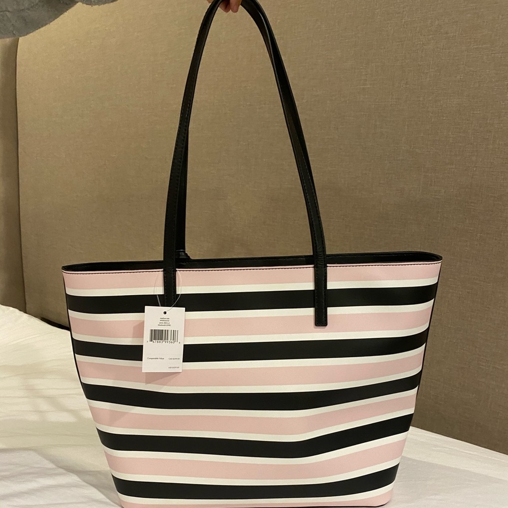 NWT Kate Spade Janie multi colored striped tote